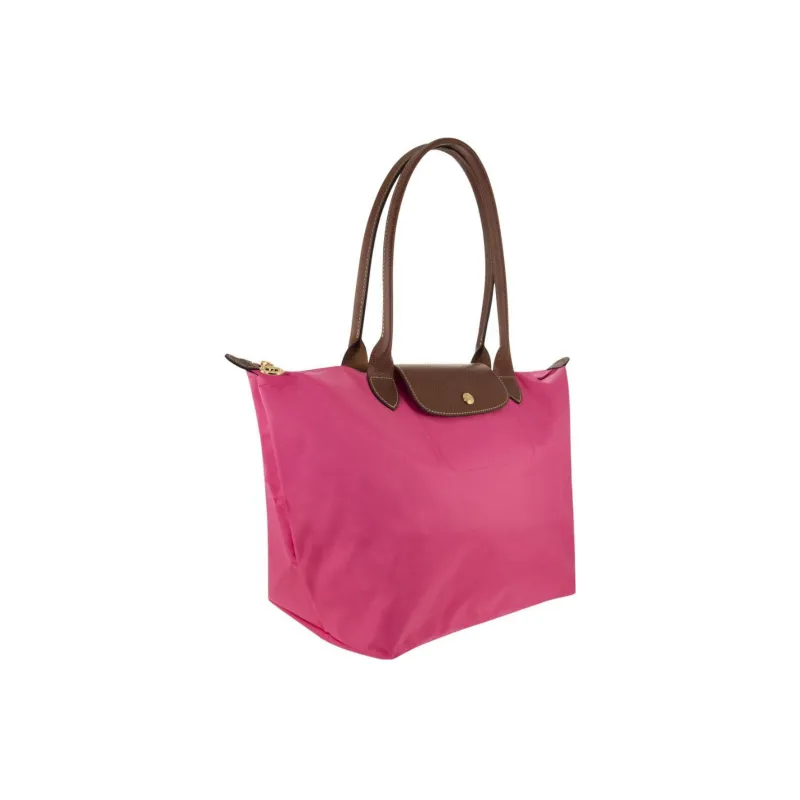 LONGCHAMP Canvas With Leather Trim Dumpling Bag Handbag Shoulder Bag Large Size Women's Pink-1