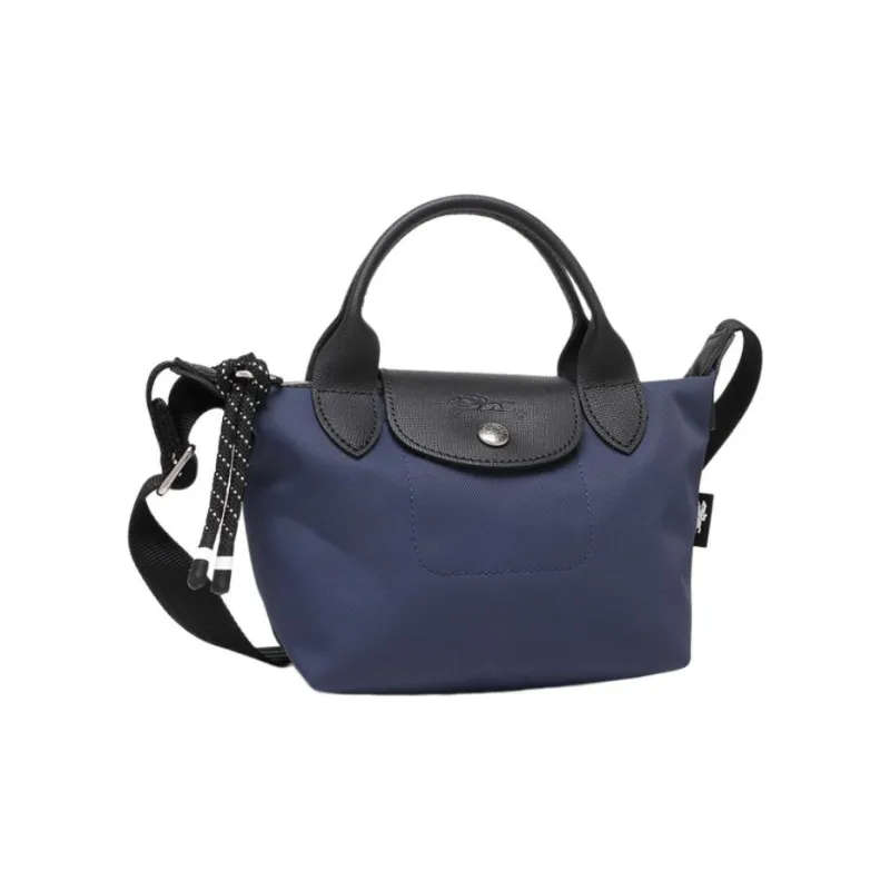 LONGCHAMP Le Pliage Energy Canvas With Cow Leather Trim Canvas Bag, One Shoulder Handbag Mini Women's Blue-1