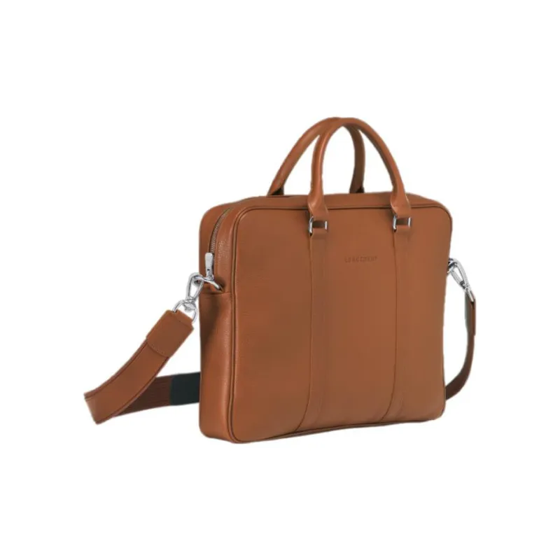 LONGCHAMP Le Foulonné Cow Leather Briefcases Small Size Men's Brown-1