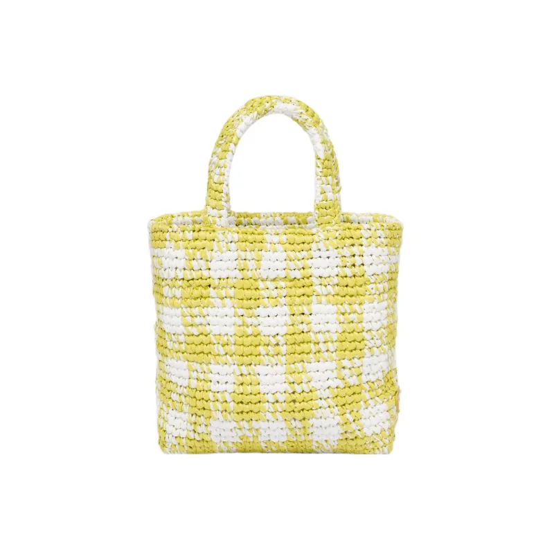 PRADA Wicker Tote Bag Shopping Bag Handbag Small Size Women's Pomelo Green-1