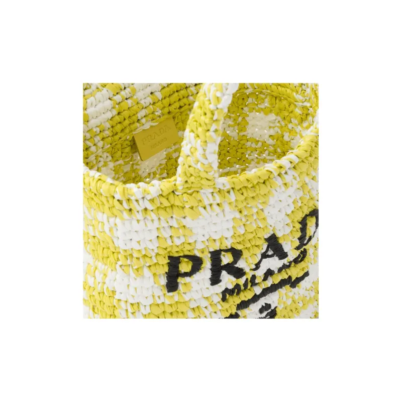 PRADA Wicker Tote Bag Shopping Bag Handbag Small Size Women's Pomelo Green-5