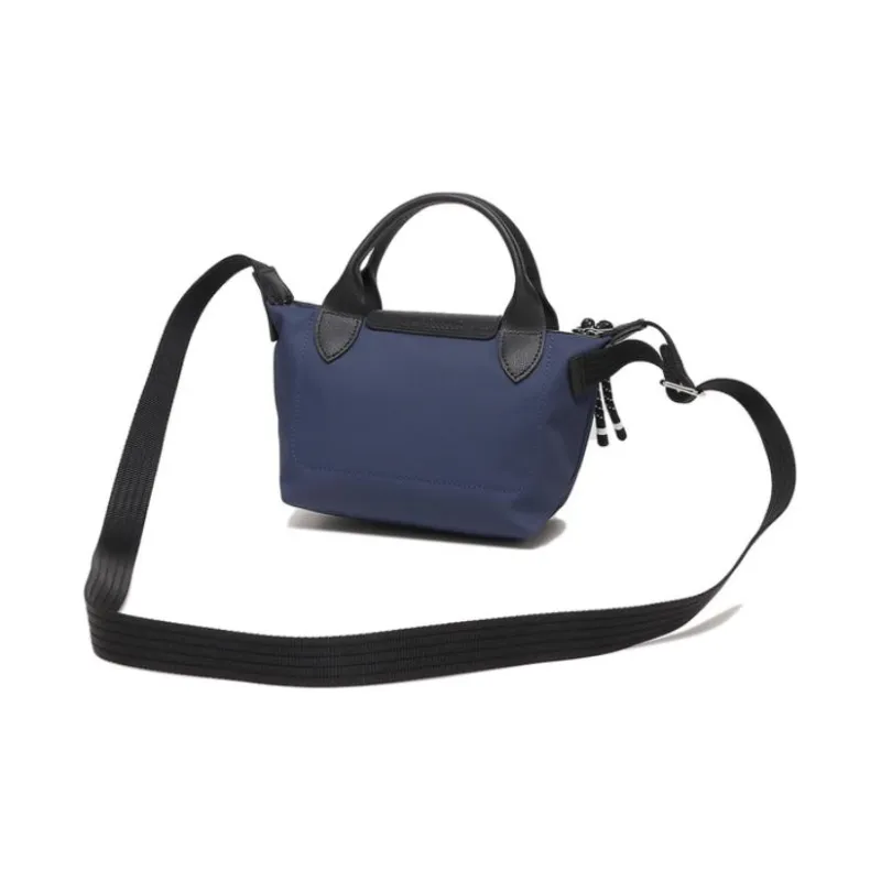 LONGCHAMP Le Pliage Energy Canvas With Cow Leather Trim Canvas Bag, One Shoulder Handbag Mini Women's Blue-2