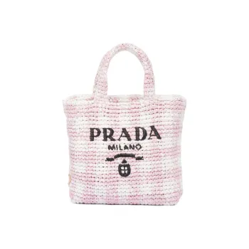 PRADA Straw, Wicker, And Raffia Handbag Small Size Women's Snow Pink