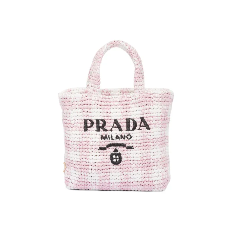 PRADA Straw, Wicker, And Raffia Handbag Small Size Women's Snow Pink-0