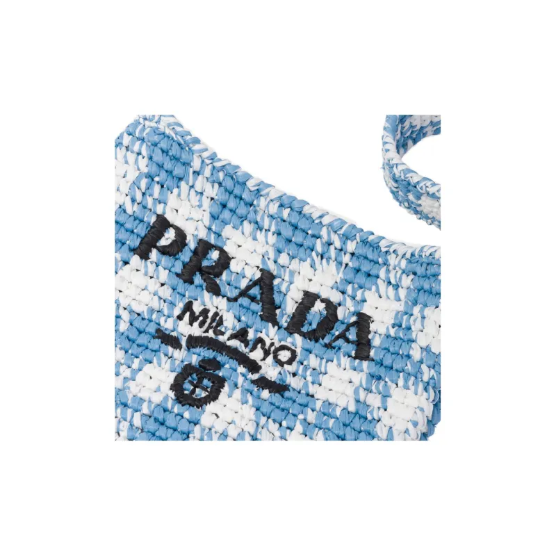 PRADA Straw And Wicker And Raffia Shoulder Bag Crossbody Bag Handbag Women's Light Blue-3
