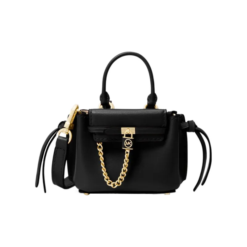 MICHAEL KORS Hamilton Legacy Cow Leather Small Square Bag One Shoulder Handbag Crossbody Bag Mini Women's Black-0
