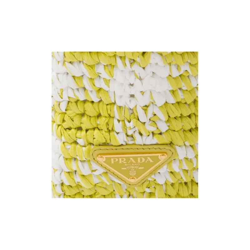 PRADA Wicker Tote Bag Shopping Bag Handbag Small Size Women's Pomelo Green-4