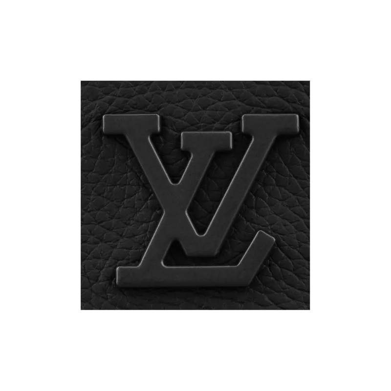 LOUIS VUITTON Grain Calfskin Handheld Shoulder Bag, Crossbody Bag, Cell Phone Pouch Regular Men's Black-4