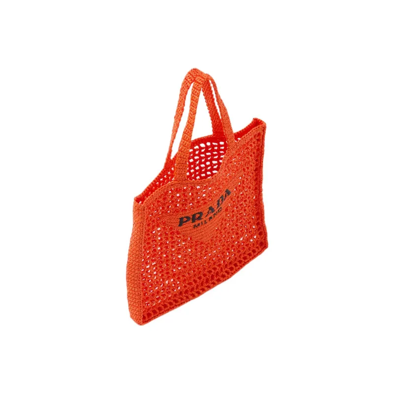 PRADA Straw And Wicker Tote Bag Shopping Bag Shoulder Bag Handbag Women's Orange-1