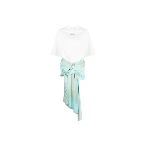 OFF-WHITE Short-Sleeved Dresses Women's White/Blue