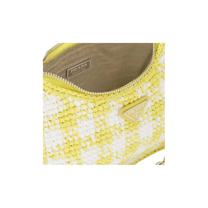 PRADA Re Edition Straw And Wicker And Raffia Handbag Shoulder Bag Women's Pomelo Green-3