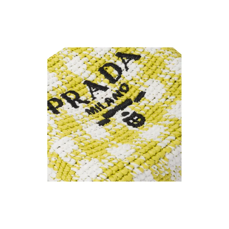 PRADA Wicker Tote Bag Shopping Bag Handbag Small Size Women's Pomelo Green-3