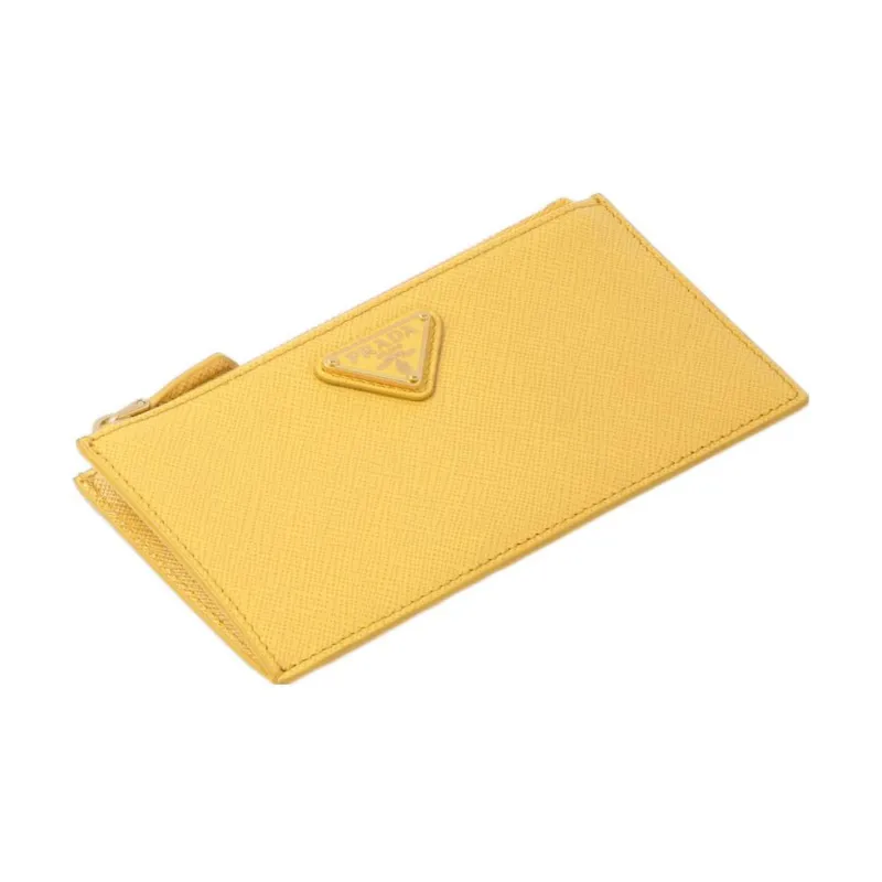 PRADA Saffiano Leather Card Holder Women's Sunlight Yellow-2