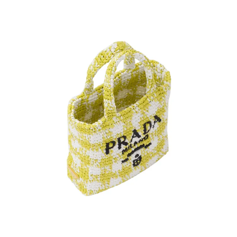 PRADA Wicker Tote Bag Shopping Bag Handbag Small Size Women's Pomelo Green-2