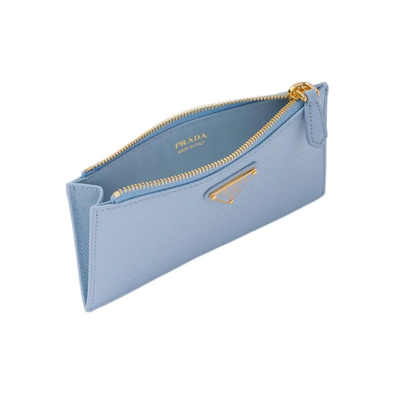 PRADA Saffiano Leather Card Holder Women's Light Blue-2