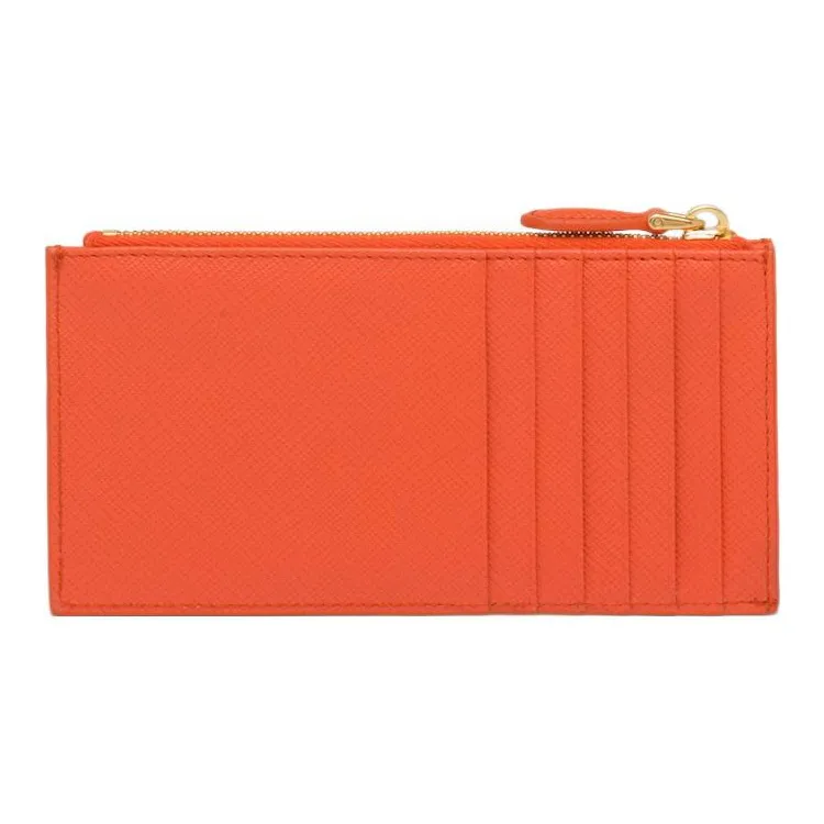 PRADA Saffiano Leather Card Holder Women's Orange-1