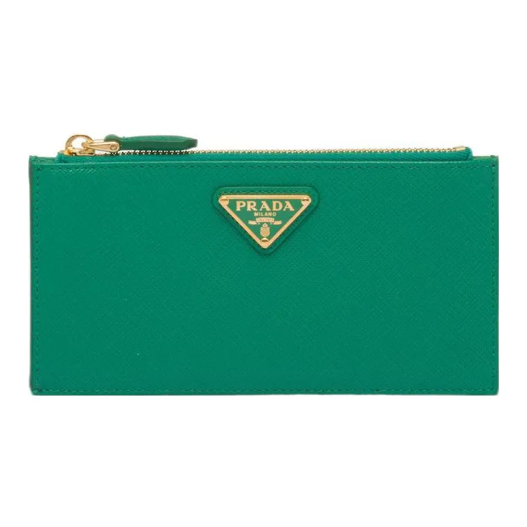 PRADA Saffiano Leather Card Holder Women's Green-0
