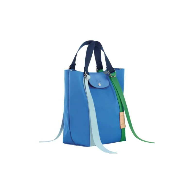 LONGCHAMP Le Pliage Re play Canvas With Leather Trim Canvas Bag, One Shoulder Handbag Regular Women's Blue-1