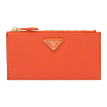 PRADA Saffiano Leather Card Holder Women's Orange