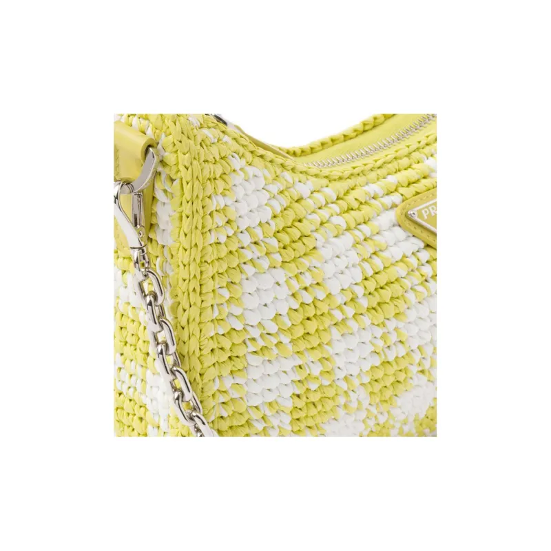 PRADA Re Edition Straw And Wicker And Raffia Handbag Shoulder Bag Women's Pomelo Green-4