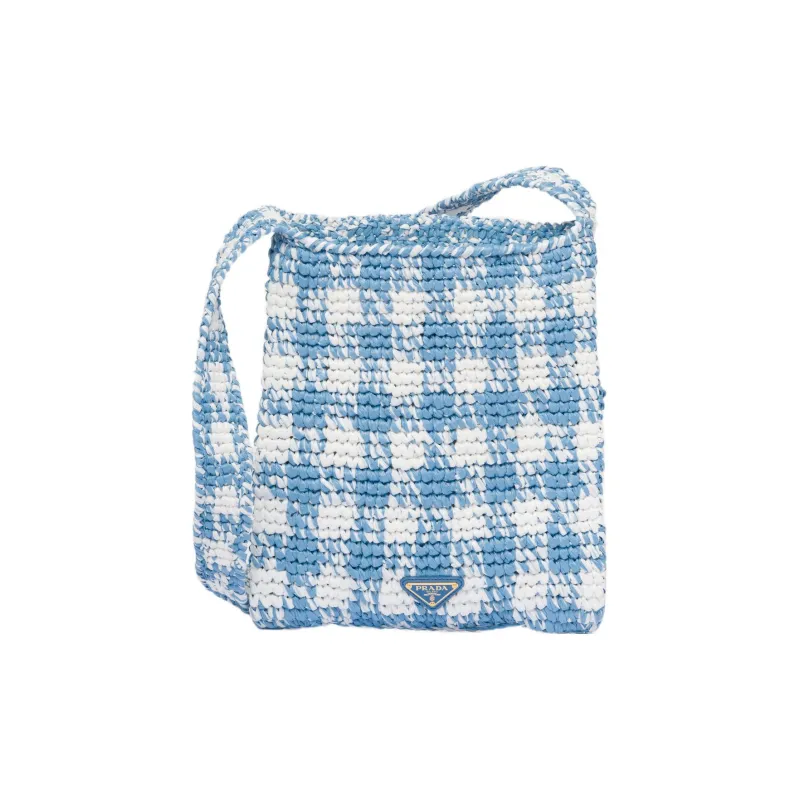 PRADA Straw And Wicker And Raffia Shoulder Bag Crossbody Bag Handbag Women's Light Blue-1