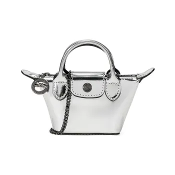 LONGCHAMP Le Pliage Canvas Dumpling Bag, Handbag, Crossbody Bag, Coin Purse, Shoulder Bag Women's Silver