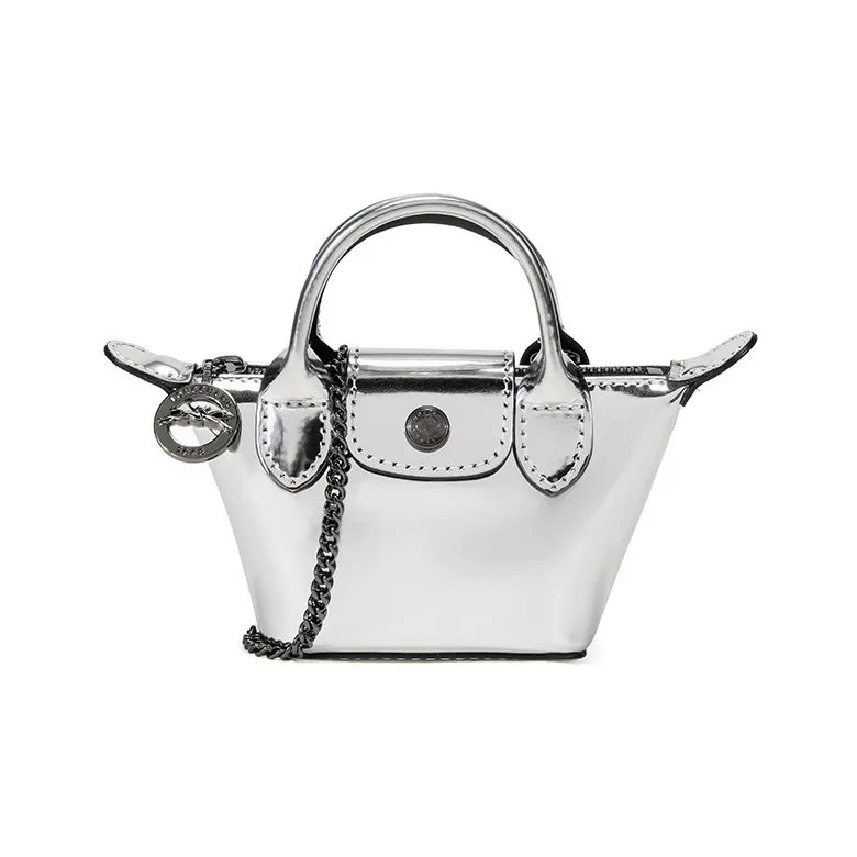 LONGCHAMP Le Pliage Canvas Dumpling Bag, Handbag, Crossbody Bag, Coin Purse, Shoulder Bag Women's Silver-0
