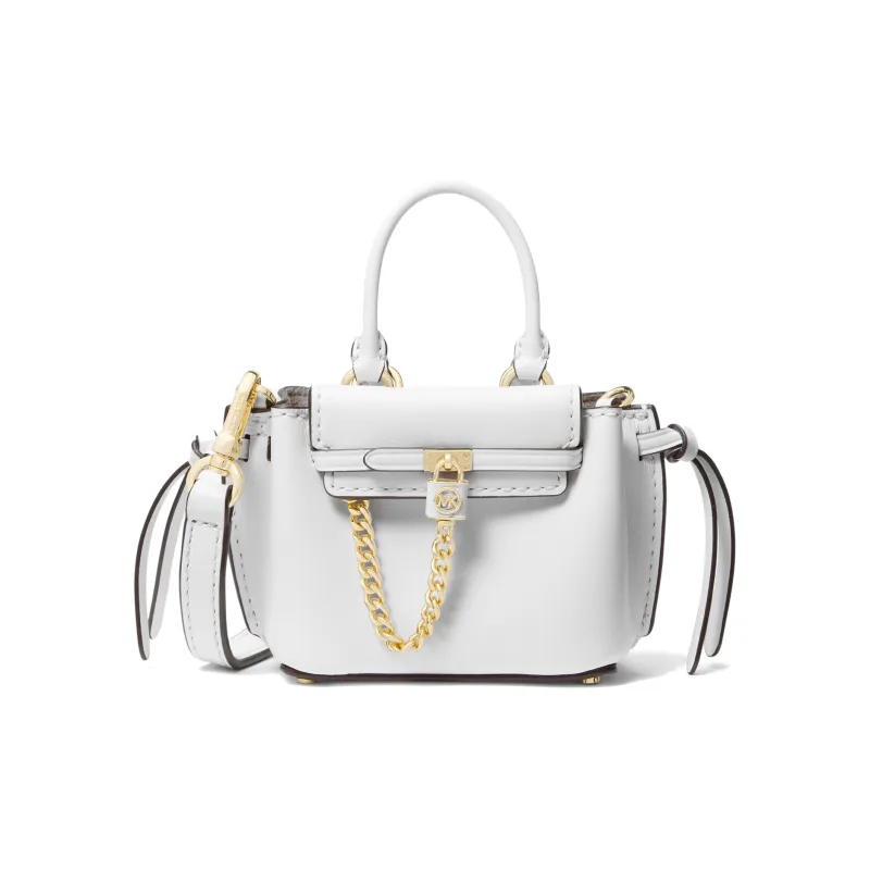 MICHAEL KORS Hamilton Legacy Cow Leather Small Square Bag, One Shoulder Handbag, Crossbody Bag Mini Women's White-0