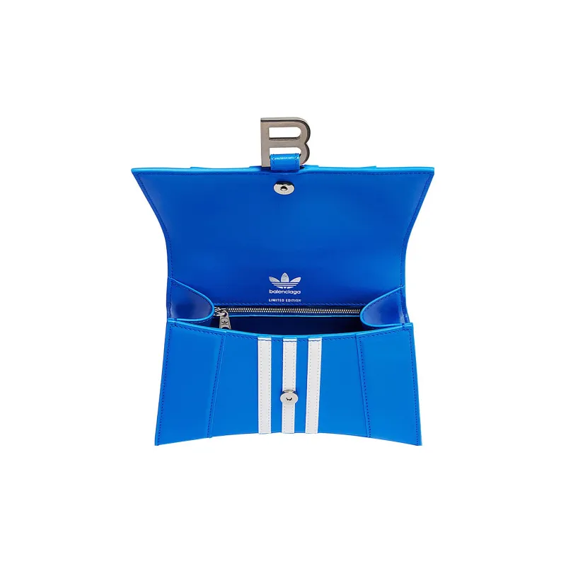 Balenciaga Adidas Collaboration Hourglass Cow Leather Hourglass Bag Crossbody Handbag Small Size Women's Blue-4