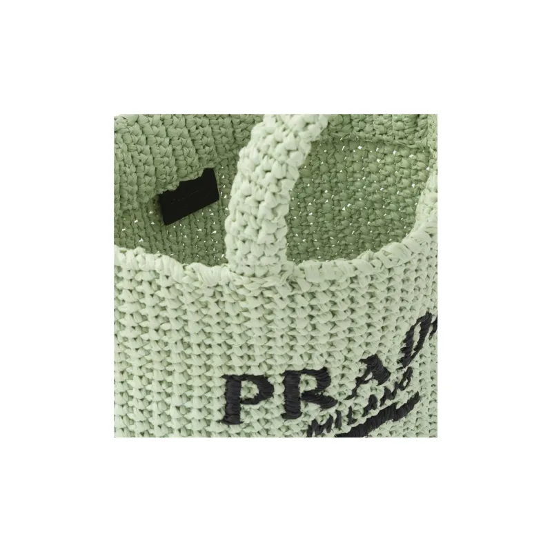 PRADA Straw And Wicker And Raffia Handbag Small Size Women's Aqua Green-5