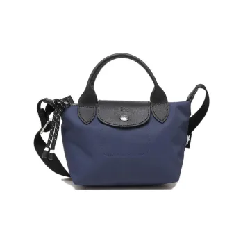 LONGCHAMP Le Pliage Energy Canvas With Cowhide Trim Canvas Bag One Shoulder Handbag Extra Small Women's Blue