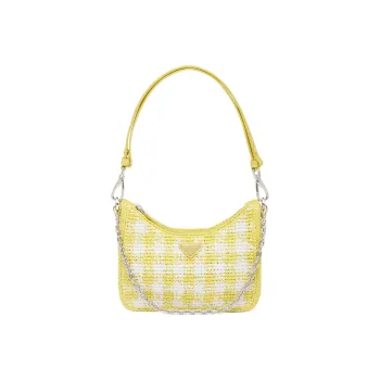 PRADA Re Edition Straw And Wicker And Raffia Handbag Shoulder Bag Women's Pomelo Green