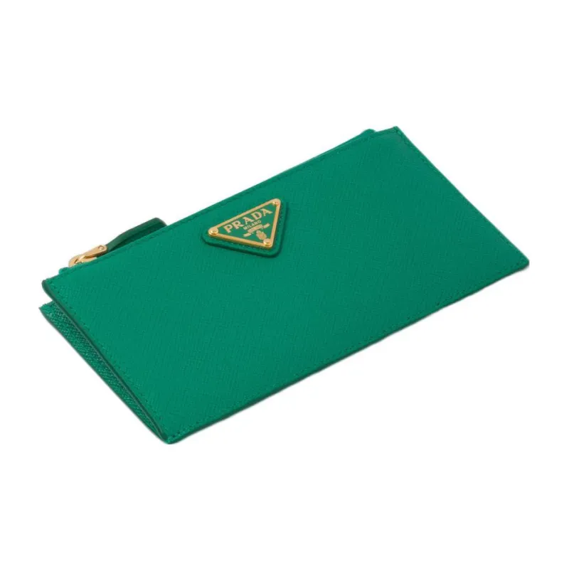 PRADA Saffiano Leather Card Holder Women's Green-3