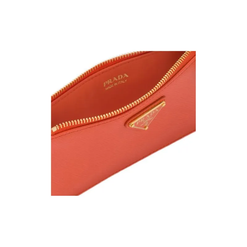 PRADA Saffiano Leather Card Holder Women's Orange-4