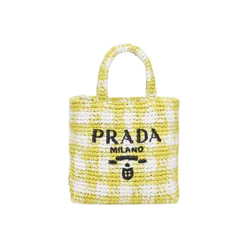 PRADA Wicker Tote Bag Shopping Bag Handbag Small Size Women's Pomelo Green