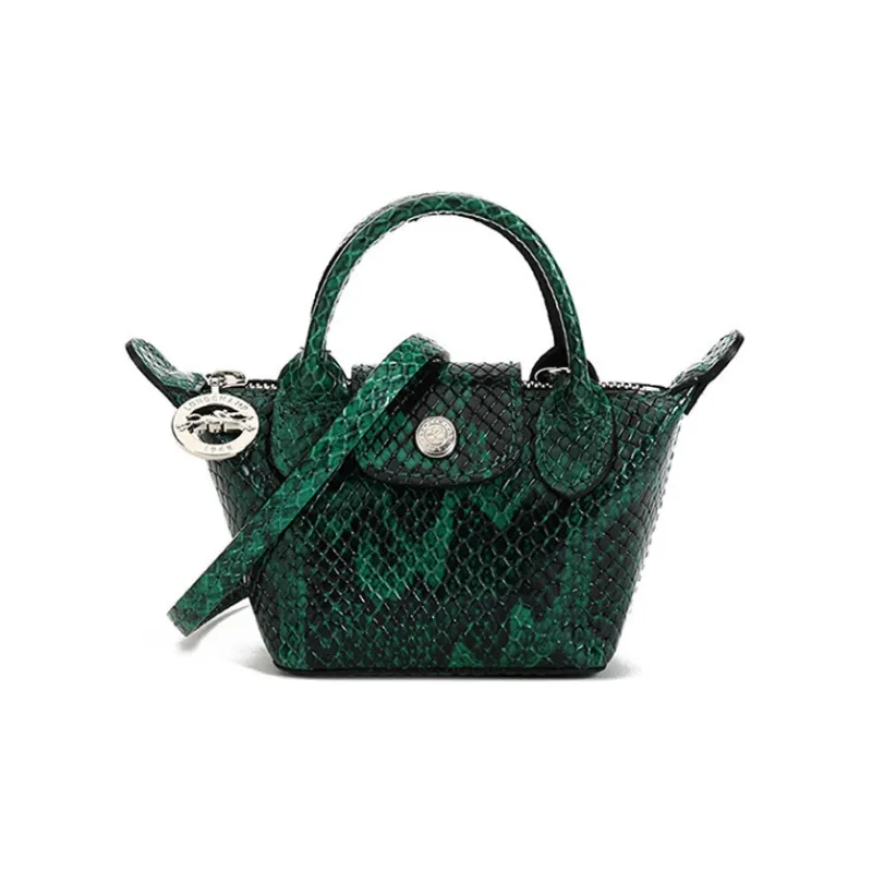 LONGCHAMP Le Pliage Cow Leather Coin Purse, Crossbody Bag, One Shoulder Handbag Women's Green Multicolor-0