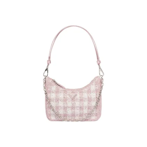 PRADA Re Edition Straw And Wicker Handbag Shoulder Bag Women's Snowflake Pink