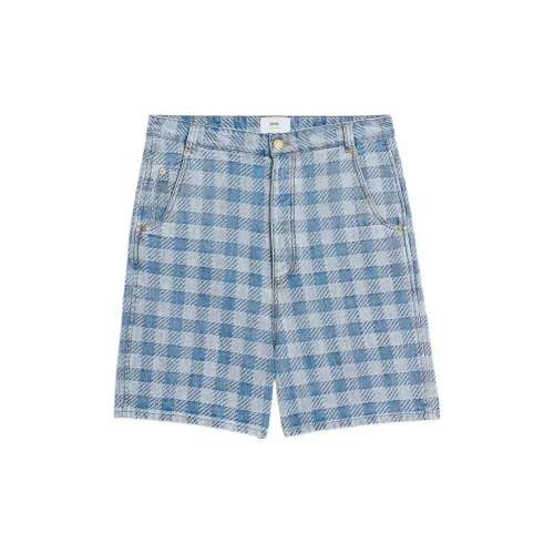 AMI Paris Alex Checkered Denim Shorts