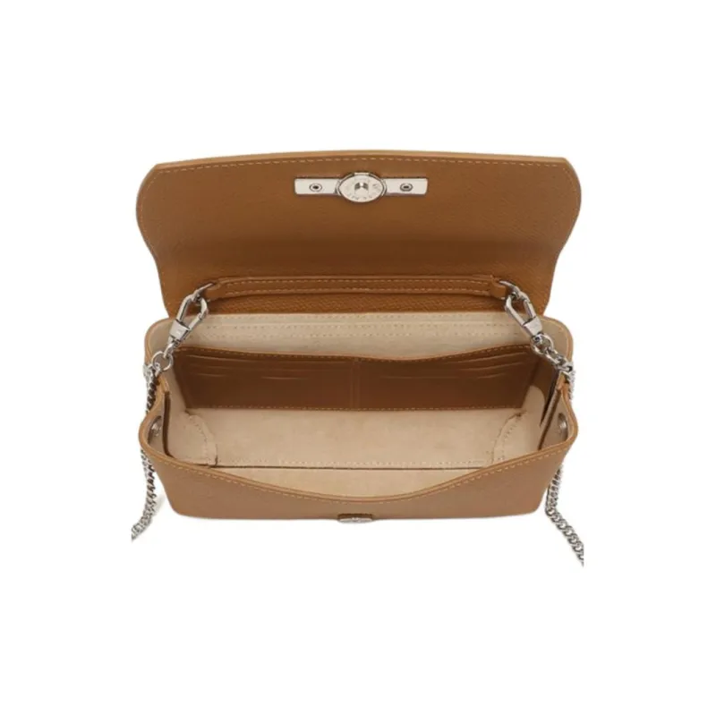 LONGCHAMP Roseau Cow Leather Shoulder Bag Crossbody Bag Regular Women's Brown-4