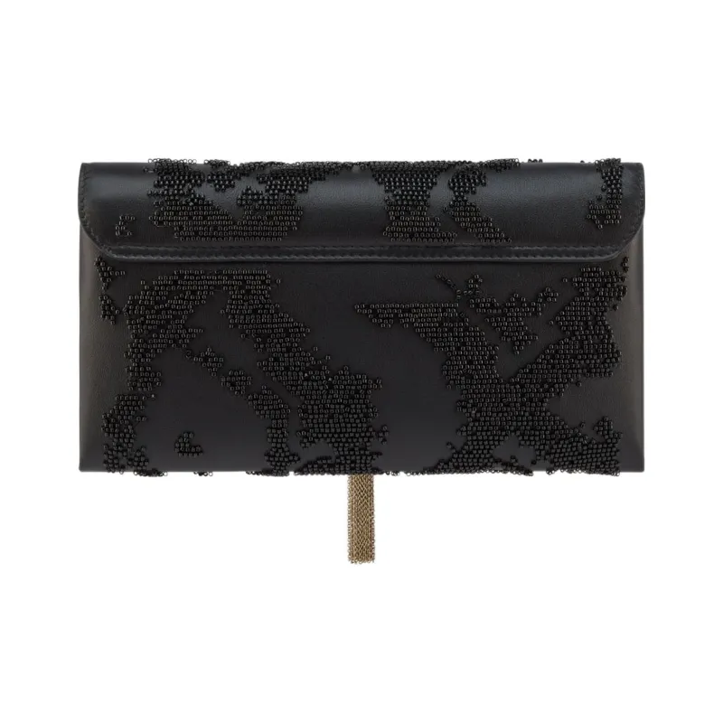 BVLGARI SERPENTI Calfskin Clutch Small Size Women's Black-1