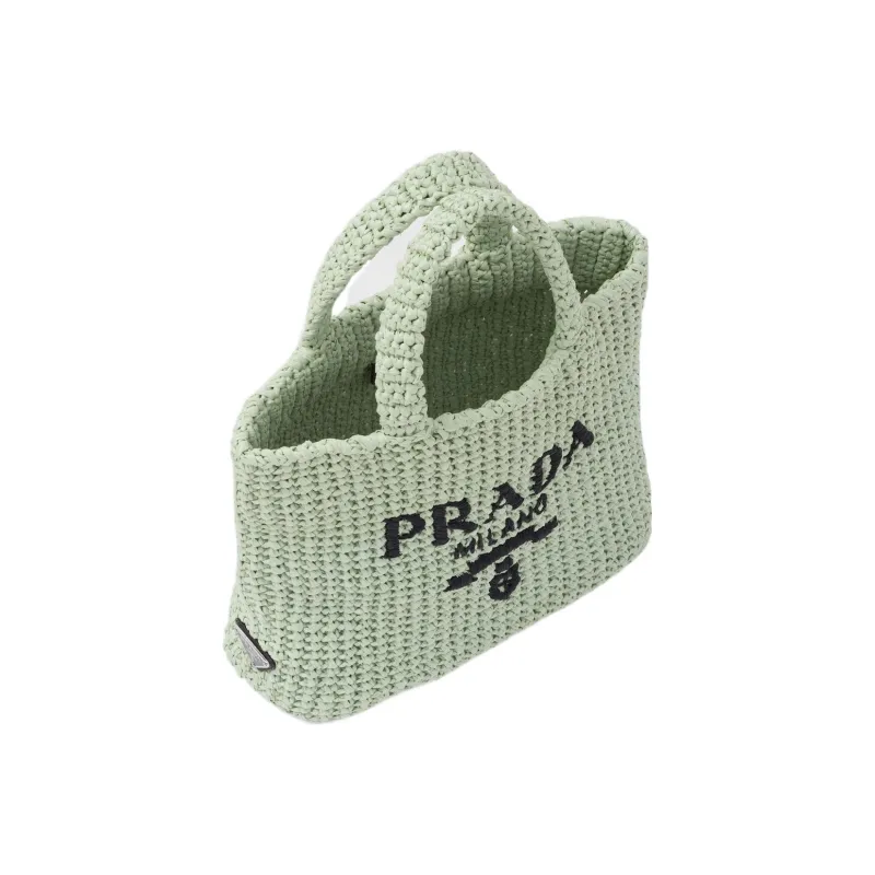PRADA Straw And Wicker And Raffia Handbag Small Size Women's Aqua Green-2