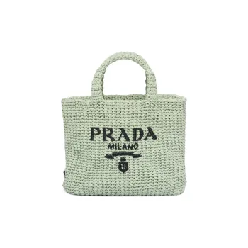 PRADA Straw And Wicker And Raffia Handbag Small Size Women's Aqua Green