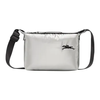LONGCHAMP Le Pliage Alpin Leather Portable Crossbody Bag Women's Silver