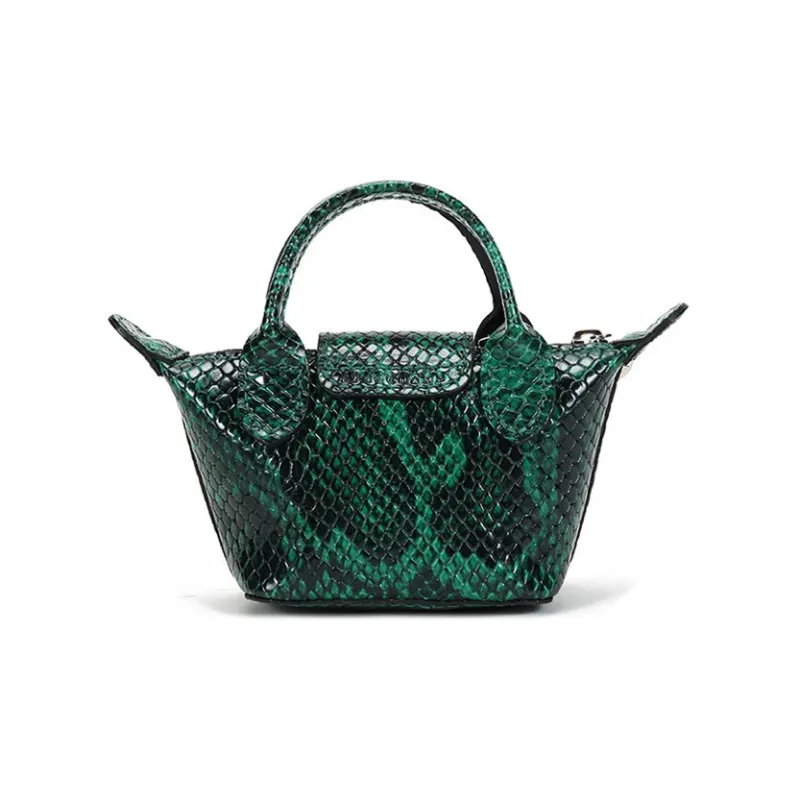 LONGCHAMP Le Pliage Cow Leather Coin Purse, Crossbody Bag, One Shoulder Handbag Women's Green Multicolor-1
