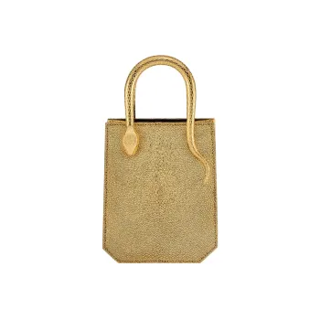 BVLGARI Serpentine Galuchat Leather Tote Bag Shopping Bag Shoulder Bag Crossbody Bag Handbag Mini Women's Gold