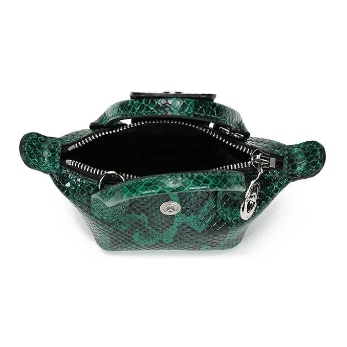 LONGCHAMP Le Pliage Cow Leather Coin Purse, Crossbody Bag, One Shoulder Handbag Women's Green Multicolor-3