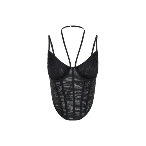 DION LEE Sheer-lace Corset Top