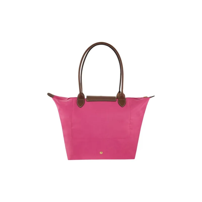 LONGCHAMP Canvas With Leather Trim Dumpling Bag Handbag Shoulder Bag Large Size Women's Pink-2