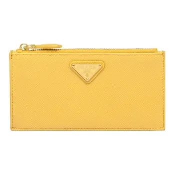 PRADA Saffiano Leather Card Holder Women's Sunlight Yellow