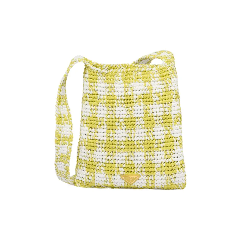 PRADA Straw And Wicker And Raffia Shoulder Bag Crossbody Bag Handbag Women's Pomelo Green-1